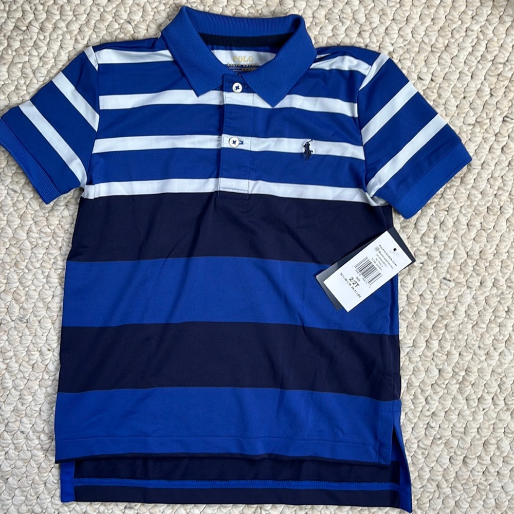 Polo Ralph Lauren Size 2T striped performance polo shirt NWT
